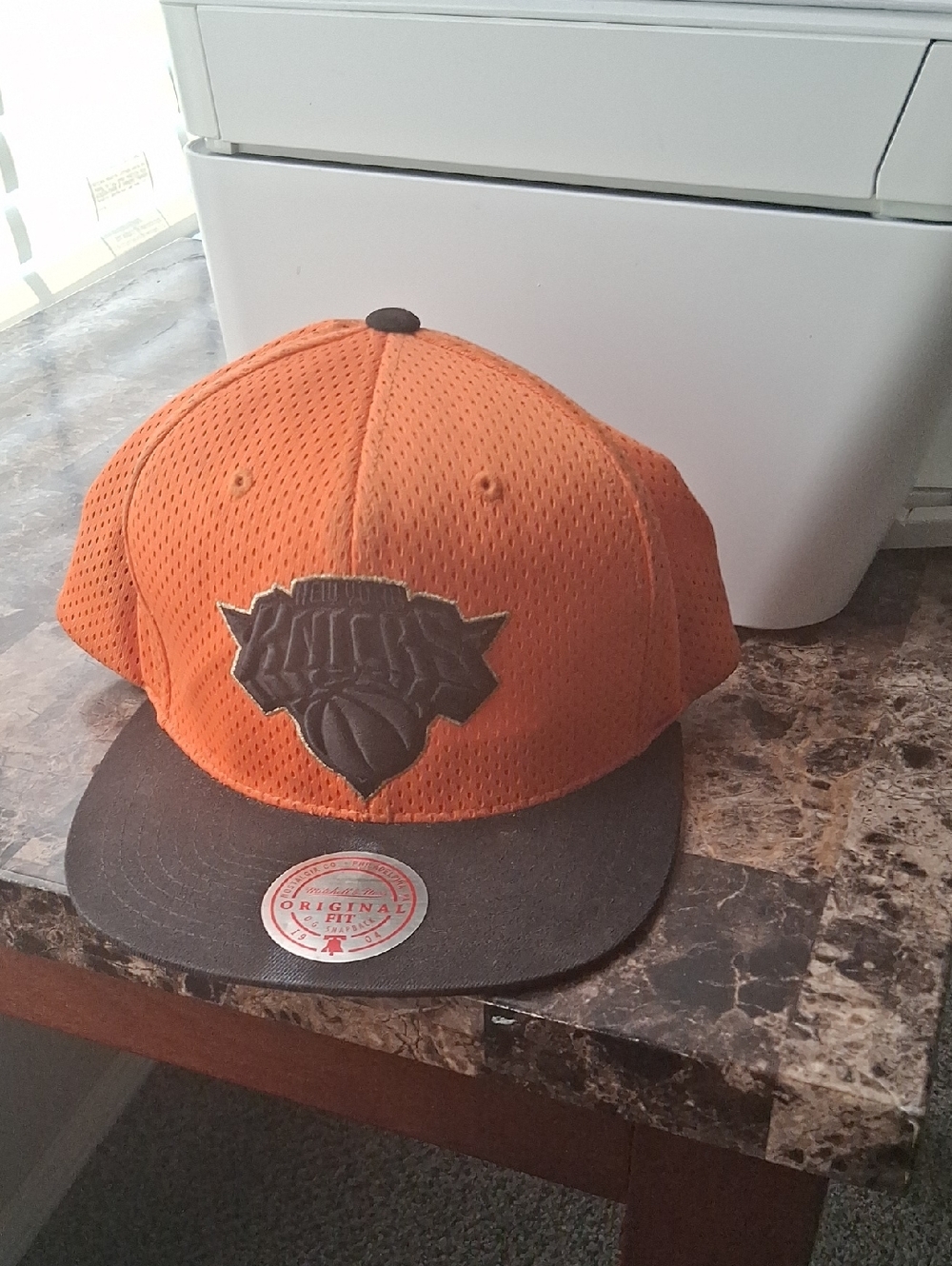 Mitchell & Ness Orange and Black Mesh Snapback Hat